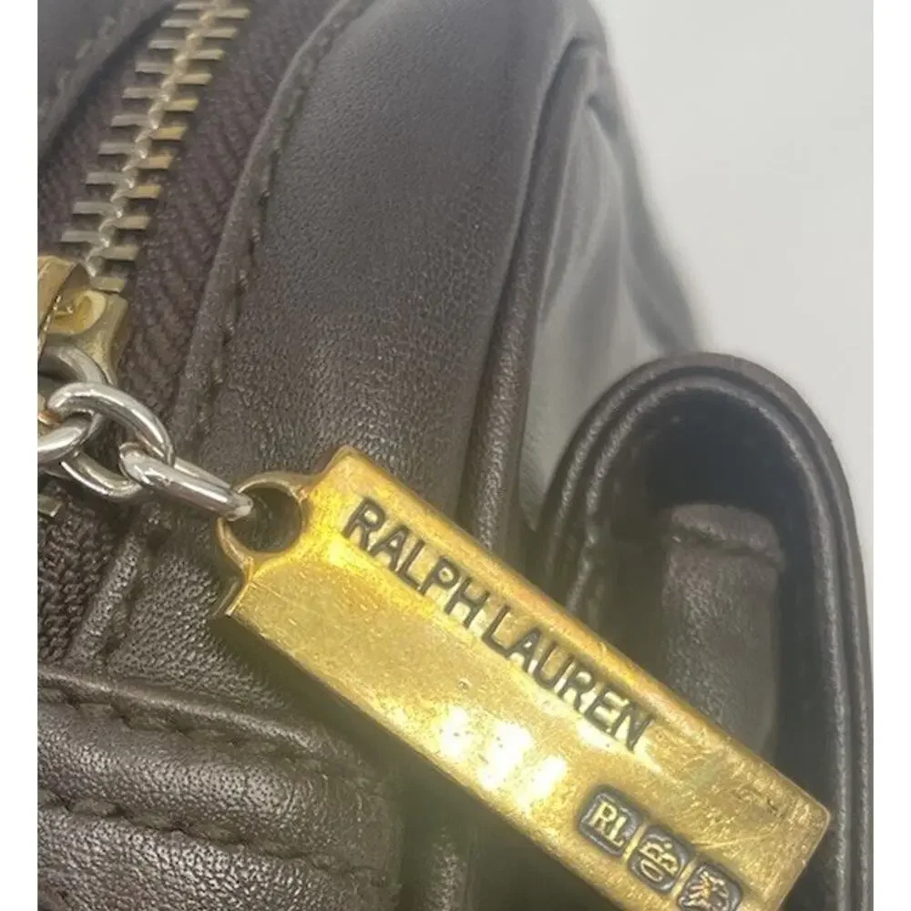 Vintage Ralph Lauren Collection Brown Leather Camera Shoulder Bag Crossbody 90s - Picture 9 of 13